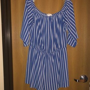 Blue and White Striped Forever 21 Plus Romper